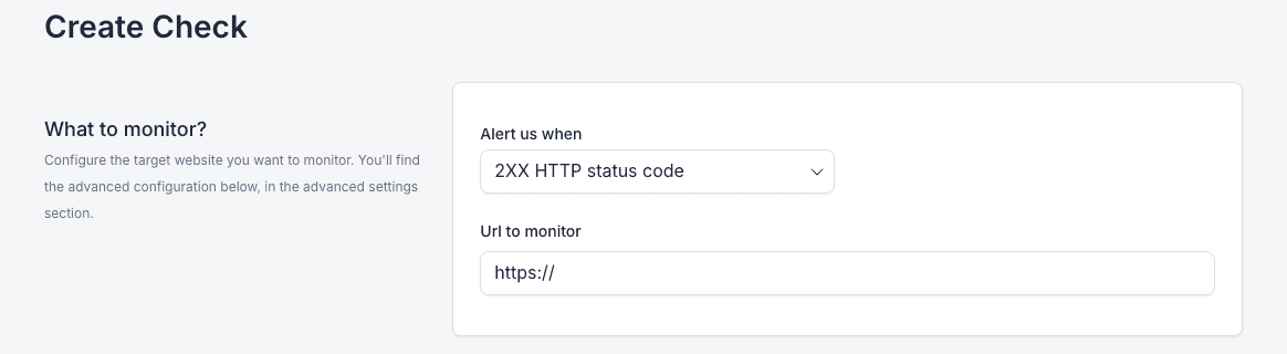 MonitoringDog Create Check target settings